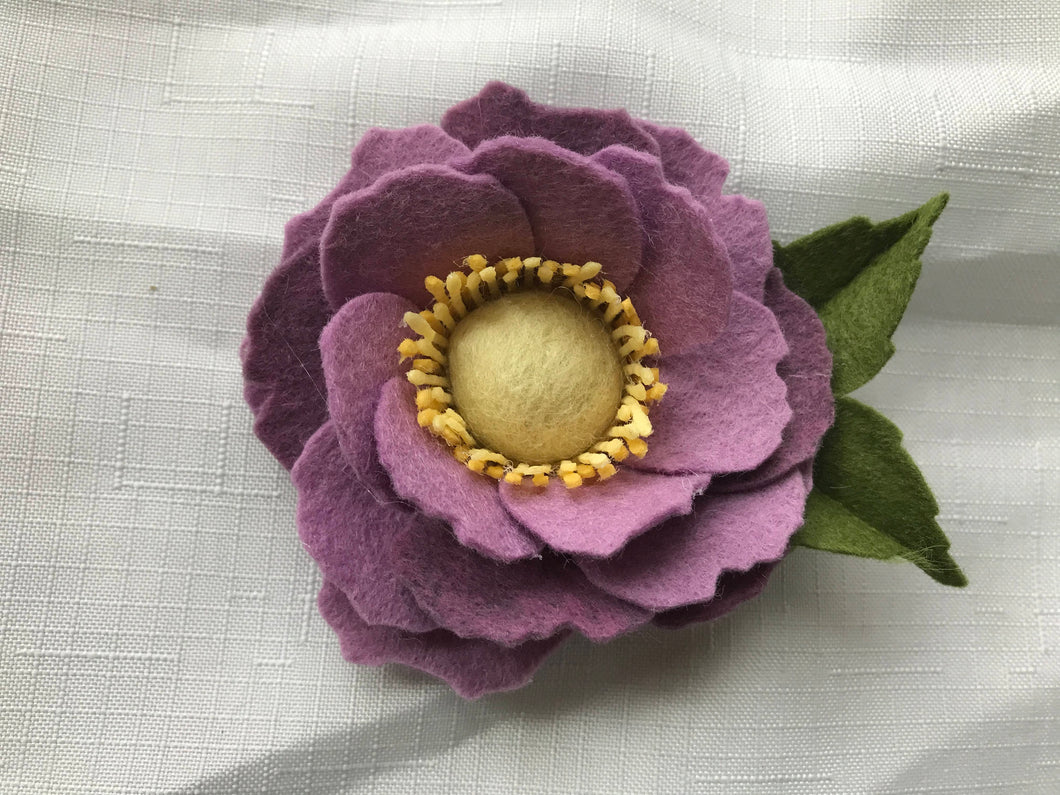 Merino Wool Blend Felt Floral Brooch/ Coat Pin