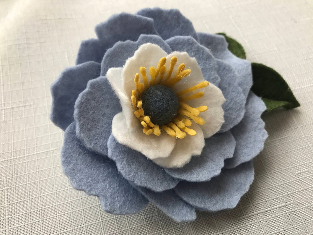 Merino Wool Blend Felt Floral Brooch/ Coat Pin