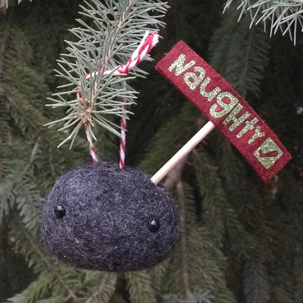Lump of Coal - Felted Wool Stone Softie Ornament