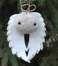 Load image into Gallery viewer, Stone Angel - Felted Wool Stone Softie Ornament
