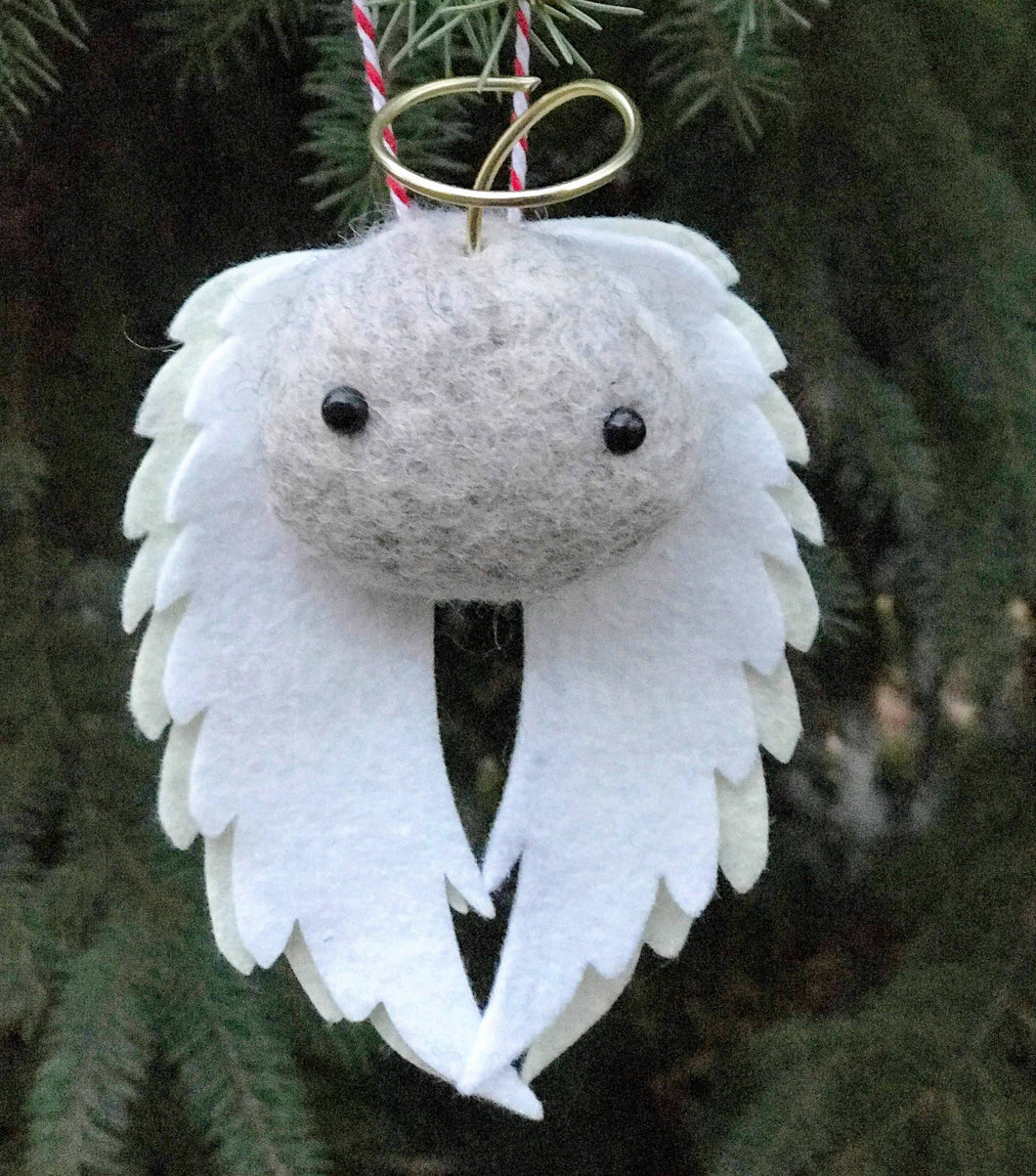 Stone Angel - Felted Wool Stone Softie Ornament