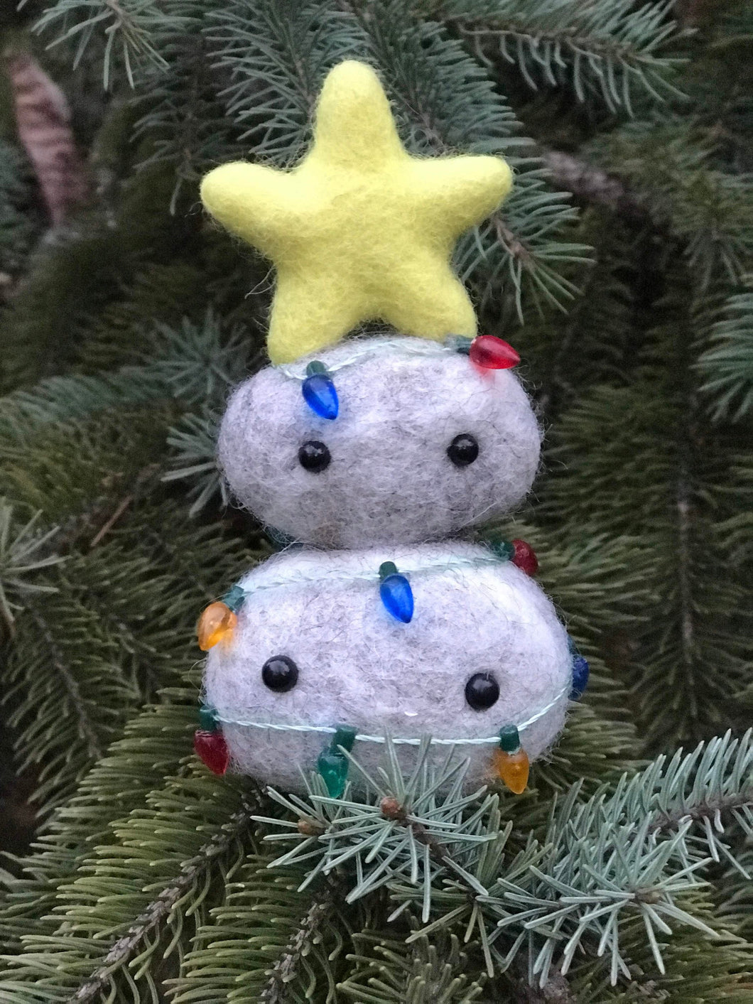 Christmas Tree Stone Stack - Felted Wool Stone Softie Ornament