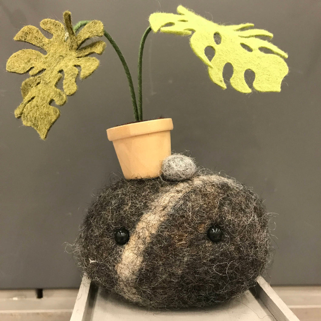 Felted Wool Stone Softie - Tropical Pothead