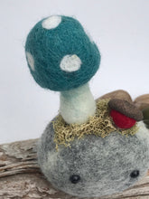 Load image into Gallery viewer, Felted Wool Stone Softie - Woodland Stone with Toadstool
