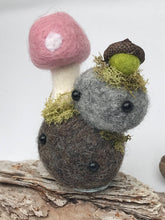 Load image into Gallery viewer, Felted Wool Stone Softie - Woodland Stone Stack with Toadstool
