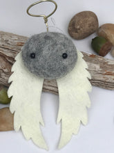 Load image into Gallery viewer, Stone Angel - Felted Wool Stone Softie Ornament
